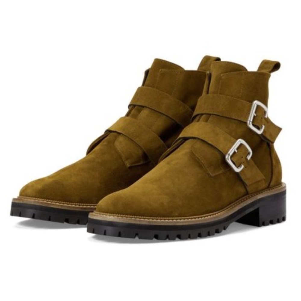Freda Salvador Athena Suede Moto Boot Acorn Suede Size 7.5